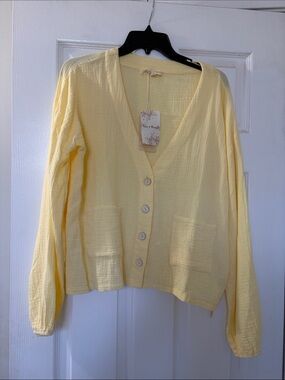 Hem & Thread Pale Yellow Gauze Cardigan